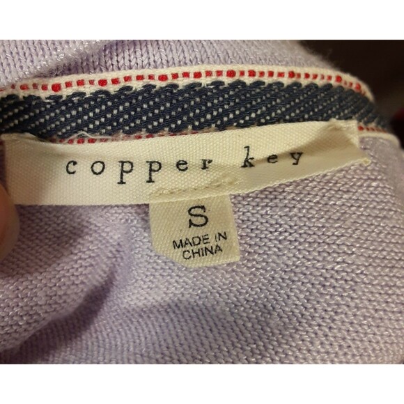 Copper Key Lavender Round Neck Short Shirt Swirl Ruffle Hem & Back Size Small - Picture 7 of 9